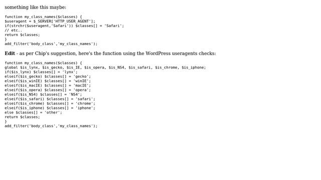 Wordpress: Add Useragent to the body class? (3 Solutions!!)