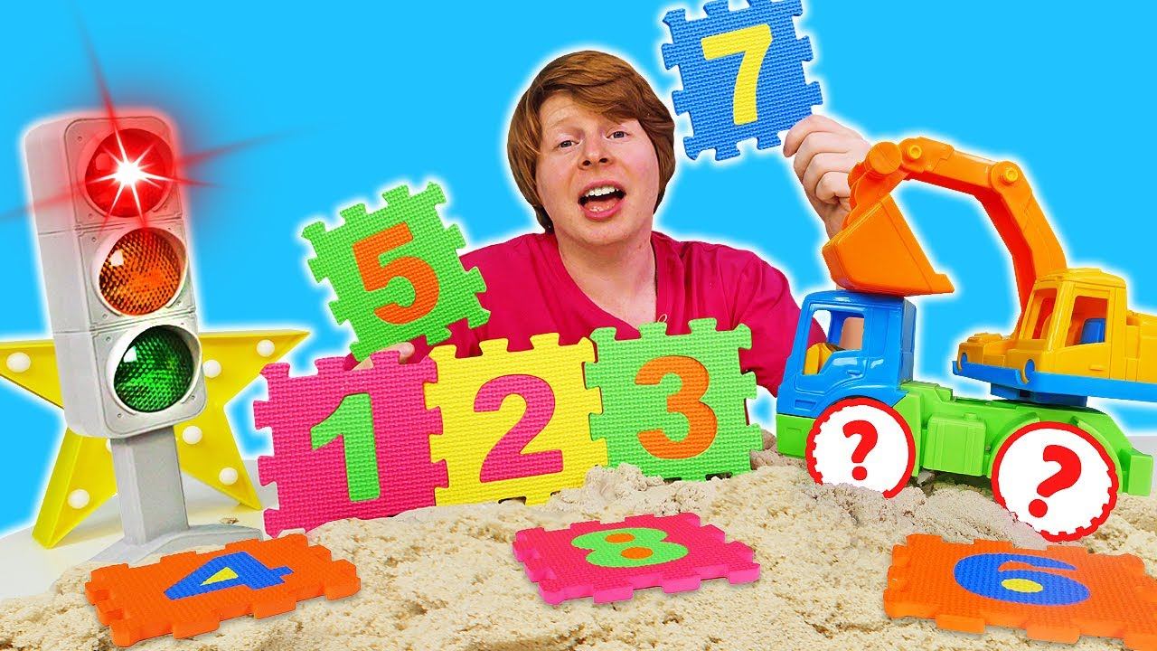 Моя песочница: учим цифры! Мультики для малышей про игрушки и машинки