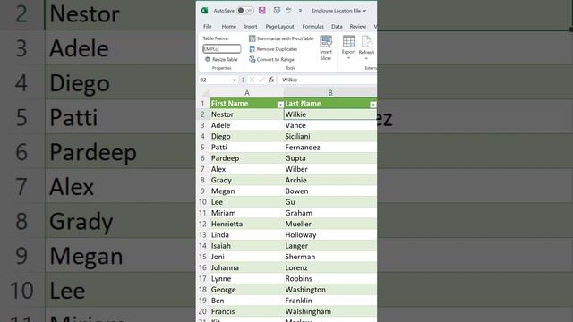 How to Name Tables in Microsoft Excel