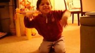 Munchkin dancing to the music
