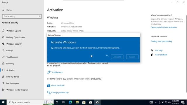Activate Microsoft Windows 10  | 11 Pro