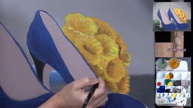 Learn How to Draw  Paint DAFFODILS AND HIGH HEELS with Acrylics- Paint and Sip at Home-Tutorial