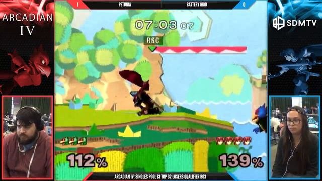 Arcadian 4 - Petunia (Falco) Vs. Battery Bird (Marth) - SSBM Singles Pool C1 Top 32 Losers Qualifie