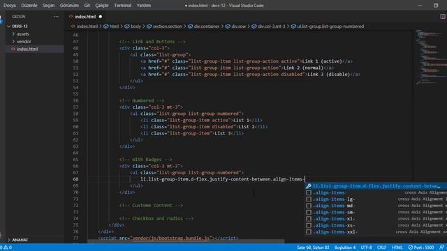 Bootstrap 5 Dersleri - Ders 12 Bootstrap Liste Grupları (List Groups)