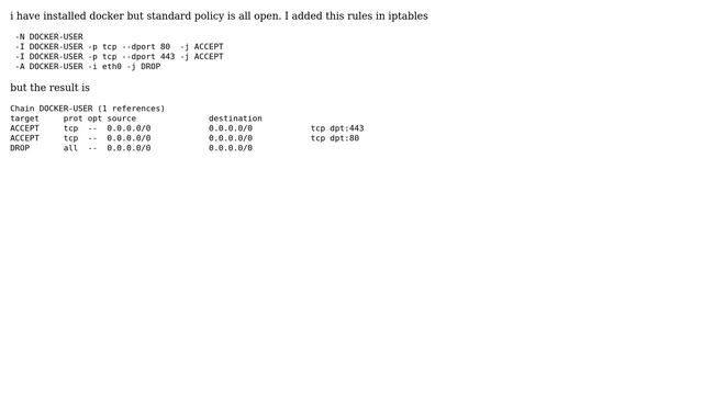 DevOps & SysAdmins: Why docker is not working with this config in iptables?