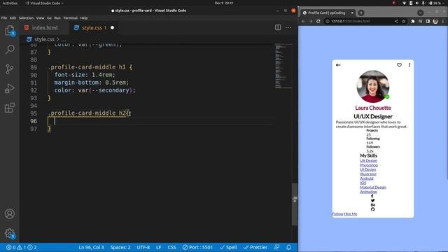 How To Make Profile Card On Website Using HTML and CSS | User Profile Page UI Design | upCoding