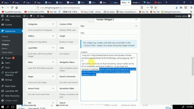 Wordpress Avada Change Footer Widget