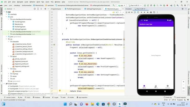 Bottom Navigation View in android studio