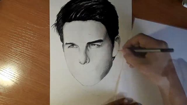 Портрет Тома Круза карандашом (Tom Cruise Drawing Portrait)