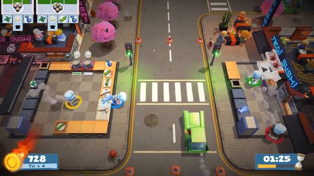Overcooked 2 Level 4-1 4 stars 4 Player Co-op (Completed)