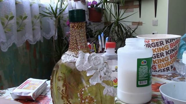 Декор бутылки в стиле "Винтаж". Подарок на 8-е марта...