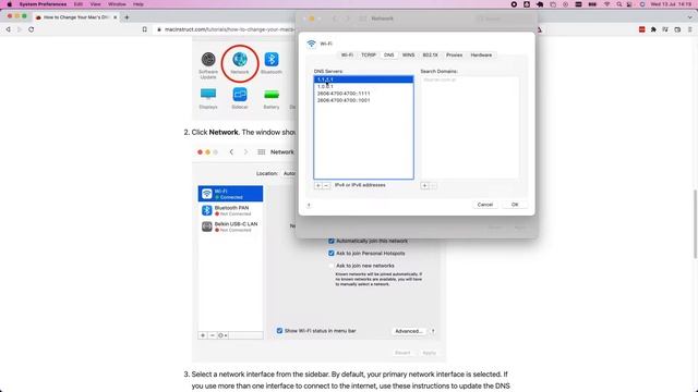 Change dns servers mac