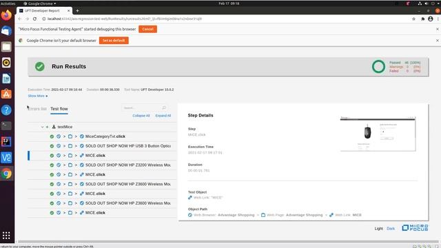 Running UFT Developer Tests using docker containers in Execution Mode
