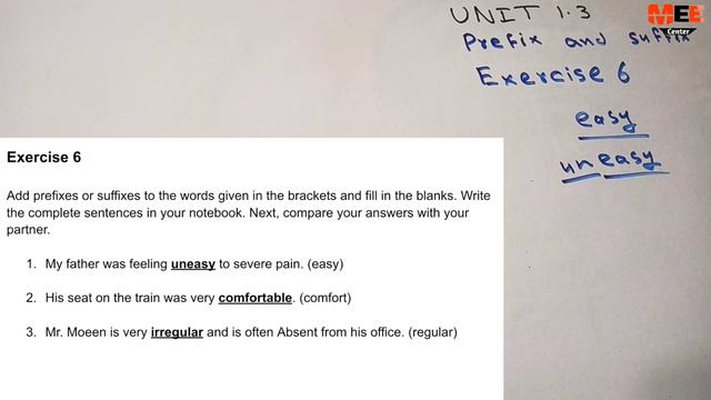 Prefix and suffix unit 1.3 exercises 5 to 7 new English book class 10 | matric New English unit 1.3
