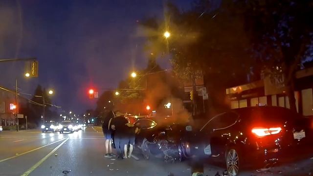 Accident Granville street Vancouver bc Canada #Maserati #Teslaaccident  #Porsche #accidentincanada