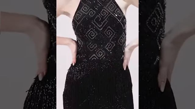 Роскошное черное платье коллекция 2020. Платье ручной работы вечернее с бисером