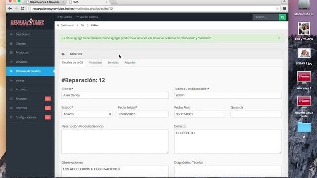 RMA WEB - Sistema Orden de servicio Grátis - PHP e MySQL   Software Taller Informatica Parte 3