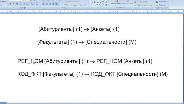 Создание связей БД