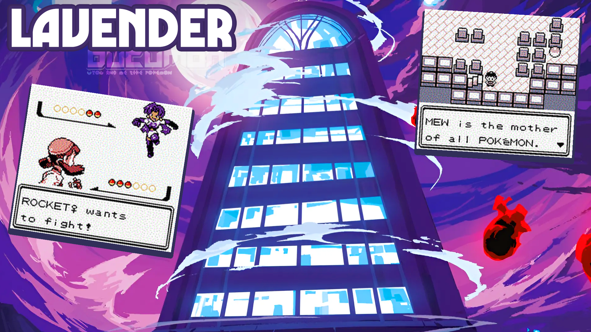 Pokemon Lavender - GB ROM Взлом, ваша миссия — уничтожить Команду R в Лавандовом городе.