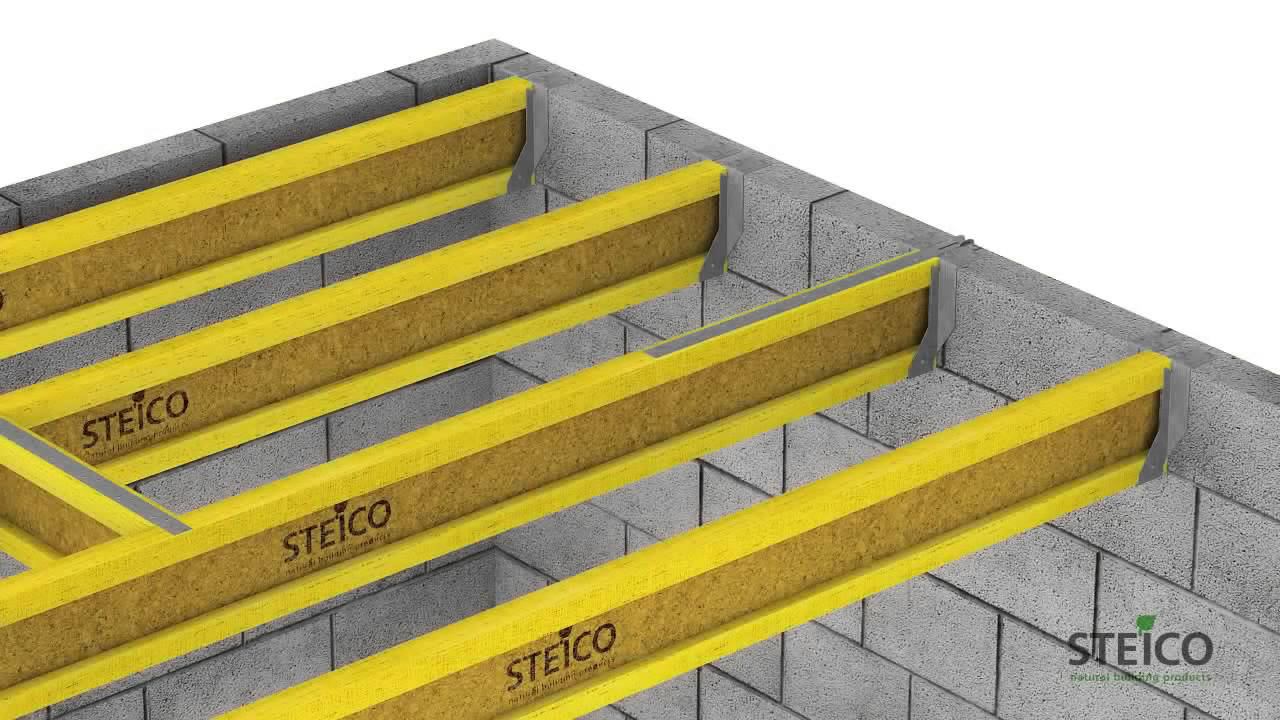 Steico Joist . Монтаж балок перекрытия.