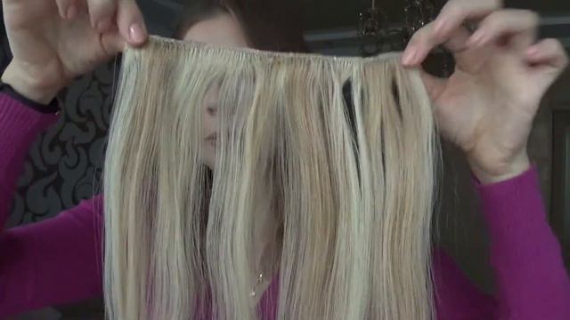 Накладные пряди из натуральных волос на заколках. 38 см цвет 27/613 темный блонд с мелированием