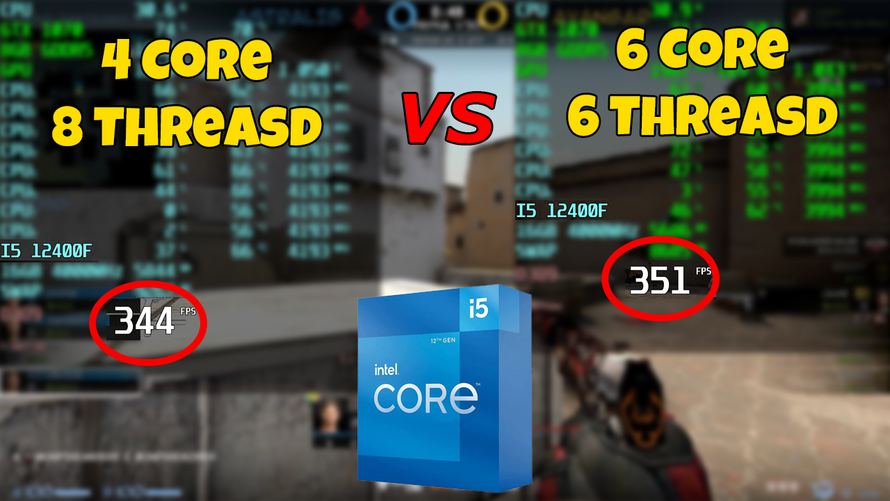 4 core 8 threads vs 6/6 Alder lake test counter-strike global offensive