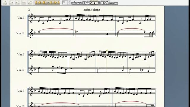Muhteşem Yüzyıl Jenerik Müziği - 2 violins (duet) - sheet music (حريم السلطان)