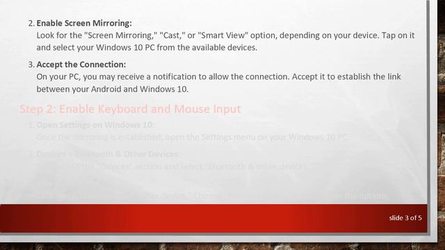 Screen Mirroring Android to Windows 10: Enabling Keyboard and Mouse as Input Devices