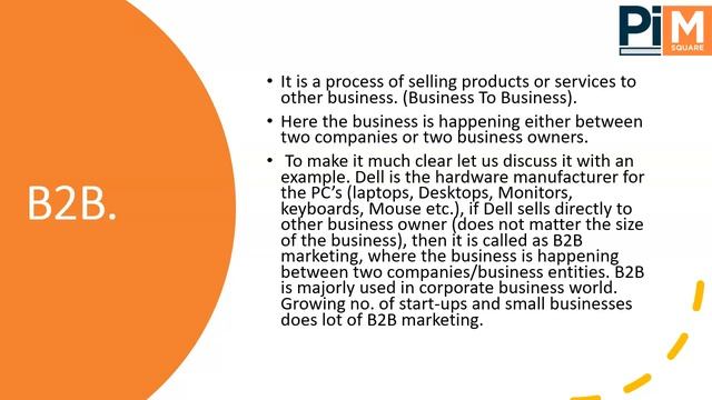What is B2B & B2C in Marketing? Difference Between B2B & B2C | Marketing Lesson| Pi-MSquare Academy