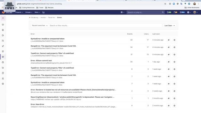 How to set up Error Tracking with the Tanuki Inc demo project