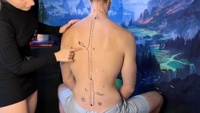 ASMR Back Exam - Anatomically Dividing the Spine and Back Muscles  Drawing Soft spoke real perso