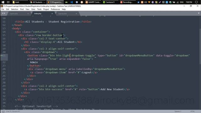 BootStrap and PHP and MySql CRUD - 3 - Index Page Design