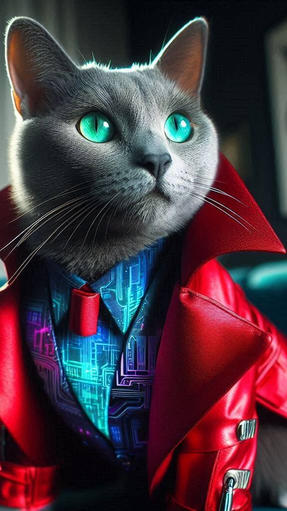 Видео от кота Дорофея в стиле cyberpunk 🐱