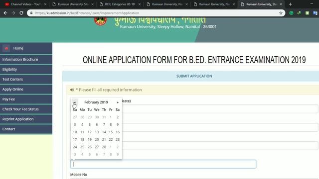 Kumaun University B.Ed entrance exam 2019