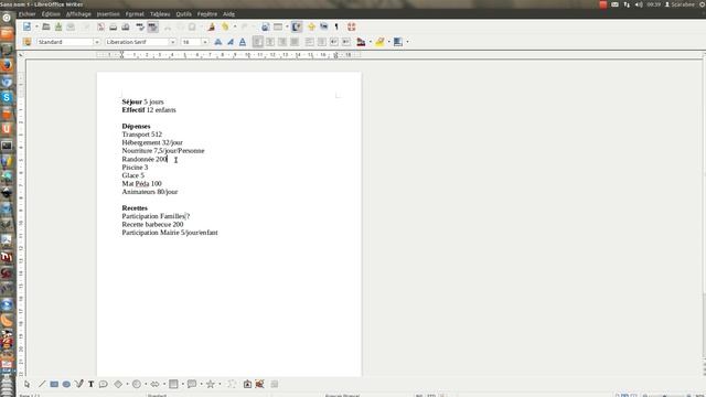 Libre Office Calc  Part 1  Le séjour