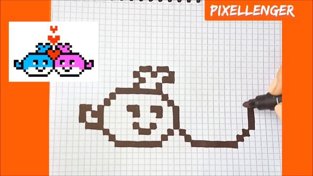 Как рисовать по клеточкам Валентинку Влюблённые Киты Простые рисунки How to Draw Pixel Art Valentin