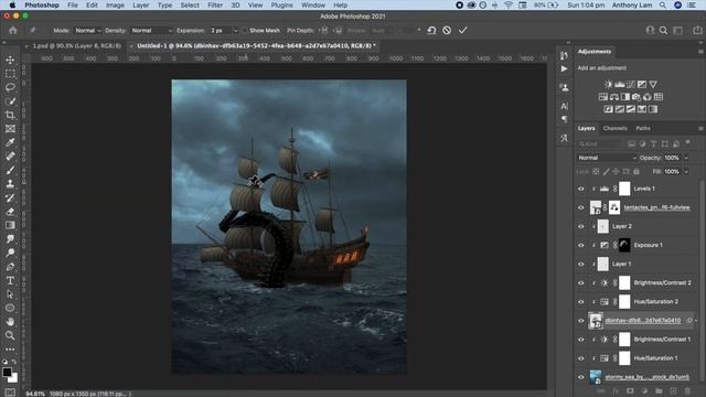Kraken & Pirate Ship | Photoshop Composite Tutorial