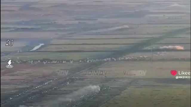 Атака Русского самолёта Су-34 кассетными бомбами РБК-500 по позициям украинских боевиков!