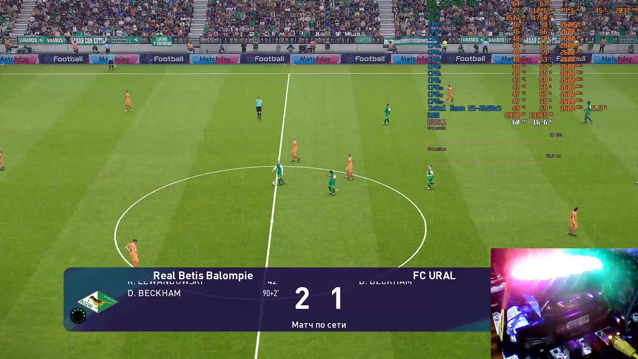Тест Intel Xeon E5 2620v3 + RX 470 4 Gb + MACHINIST X99-K9 Стрим через процессор. PES 2021