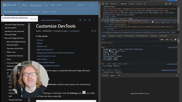 Customizing Microsoft Edge Developer Tools and quick feature access