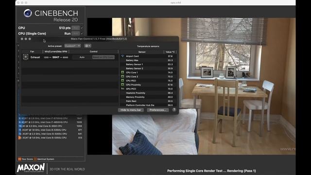 macbook air 2017 i5 cinebench timelapse
