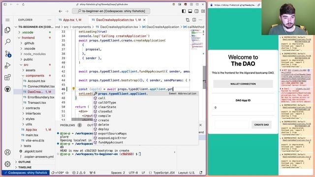 #11 TEALScript Tutorial For Beginners | React Frontend #4 - Set App To Interact With Via App ID