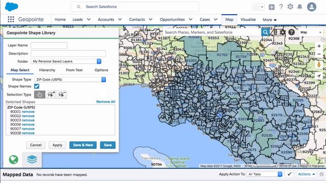 Creating Territory Shapes in Geopointe Based on Zip Codes