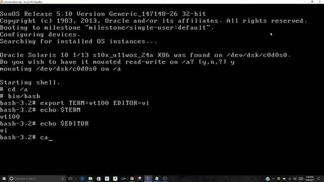 Reset a forgotten root password in Solaris