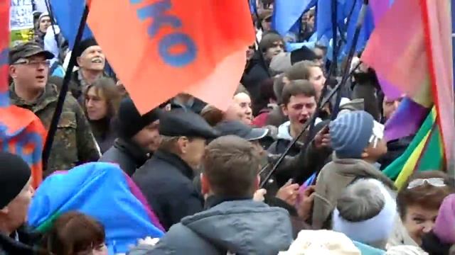 Киев 24 ноября 2013 год. Провокаторы в колонне.
