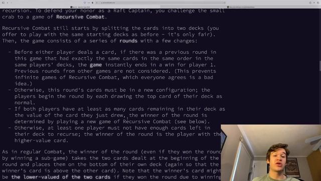 Advent of Code 2020 Day 22 - Crab Combat