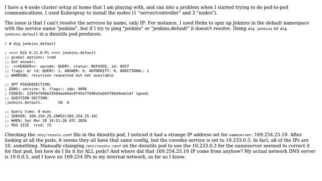 DevOps & SysAdmins: Kubernetes pod /etc/resolv.conf has the wrong nameserver