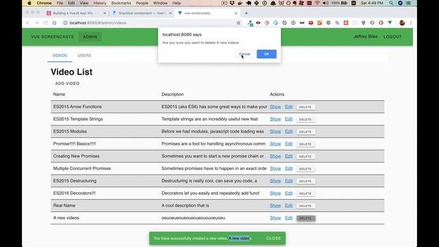 Notifications using Vuetify's snackbar component (Building a VueJS App Part 10)