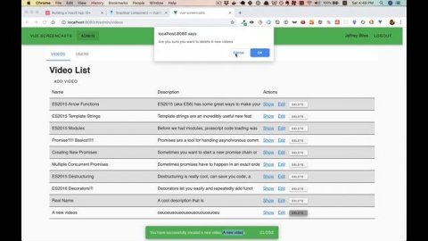 Notifications using Vuetify's snackbar component (Building a VueJS App Part 10)