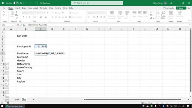 Filtering Data Pada Excel Dengan VLOOKUP Dan Data Validation